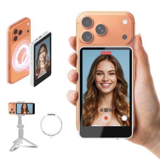 樂天商城 - SYNCOXView外カメラ自撮りモニターホワイトiPhone17/Android対応操作簡単大画面内蔵スピーカー音量/輝度調整画面ミラーリング/回転可能50メートル使用範囲3時間使用可能iPhone自撮りモニター