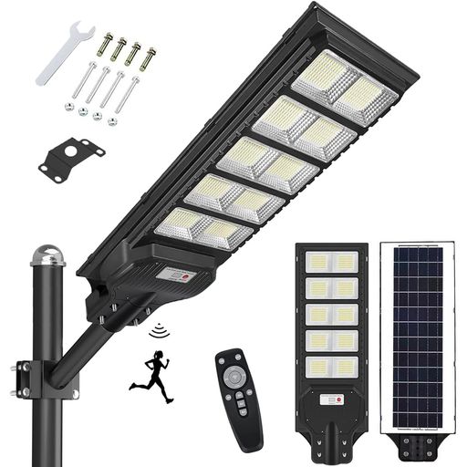 【高効率・高感度・超高輝度】1000個LEDランプビーズを装備、55000ルーメン。当店のソーラー街灯は高効率のソーラーパネルを採用し。他のソーラーライトよりも短い充電時間で、また、より長い使用時間が得られます。また、陰晴定まらない天候でもご使用いただけます。日中は5〜8時間充電し、夜は10〜12時間点灯します 。 【防水防塵・40000mAh大容量電池】当店の屋外用ソーラーライトはIP65防水防塵仕様で、悪天候にも耐えられるよう設計されています。ソーラータイプのため、配線不要で、電池も必要ありません。さらに、内蔵の40000mAh大容量電池により、フル充電されれば、冬でも長時間の使用が可能です。玄関、軒先、庭、廊下、公園、ガーデン、ポスト、ベランダ、駐車場など、さまざまな場所で活躍します! 【リモコン操作・3つの知能モード】街路灯は人感センサーと明暗センサーを二重感知機能内蔵し、自動的に点灯と消灯を行います。夕暮れ時にオンになり、夜明けに自動的にオフになり。私たちの太陽光投光ランプは3種類の多機能照明モードを提供し、モード1:常に明るく、電池がなくなるまで100%の電力輝度を提供します。