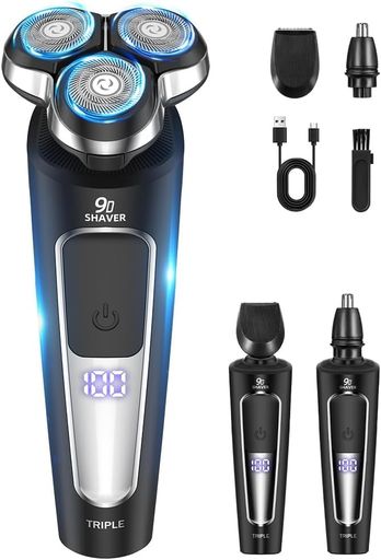 キャンプ 【一台三役&amp;自動研磨!効率重視のスマートケア】ひげそり 電動シェーバーとしての深剃りはもちろん、アタッチメント交換で鼻毛やもみあげのケアも可能な一台三役モデルです。特筆すべきは、回転するたびに刃の鋭さを保つ「自動研磨システム」。長期間使っても刃が鈍くなりにくく、毛の引っかかりや痛みを防ぎます。忙しい朝、これ1本で顔周りの身だしなみがスムーズに完了。替刃コストを抑えたい方や、道具を減らしたいミニマリストにも最適な電動髭剃りです