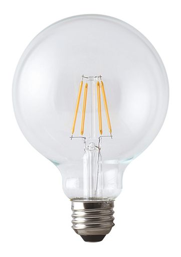 店舗 使用電圧AC100V定格消費電力3.9W定格入力電流65mA フィラメントタイプLEDボール型電球 口金E26 124.3l/w 定格寿命20000時間 材質ガラス、アルミ サイズ全長135x95mm 白熱電球40W相当 色クリア