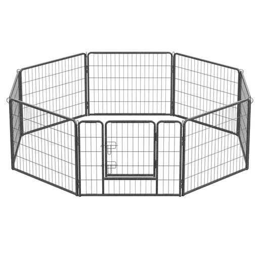 FEANDREAペットフェンス中型犬用小型犬用ペットサークル折り畳み式カタチ変更可スチール製犬ゲージ複数連結可能パネル8枚室内外兼用ドッグサークル組立簡単高さ60cmPPK86G