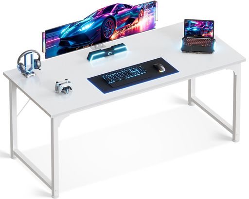ODKデスクゲーミングデスク机pcデスク幅160cmパソコンデスク卓子ゲームデスクcomputerdesk电脑卓オフィスデスク学習机シンプル在宅ワークおしゃれ組立簡単ホワイト