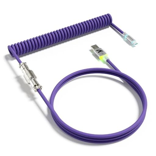 ATTACKSHARKC01ULTRAキーボードコイルケーブル着脱式航空コネクタ付きRGBライト搭載Type-CUSB-Aダブルスリーブ高耐久螺旋型メカニカルキーボードゲーミングキーボード自作カスタム対応デスクト…