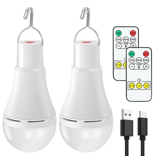 充電式緊急用 LED 電球 電池式電球 停電 キャンプ 読書 照明 アウトドア アクティビティ ハリケーン 懐中電灯 LED 充電式 ランタン 小型 防災 地震対策 停電対策(昼光色-2個セット)