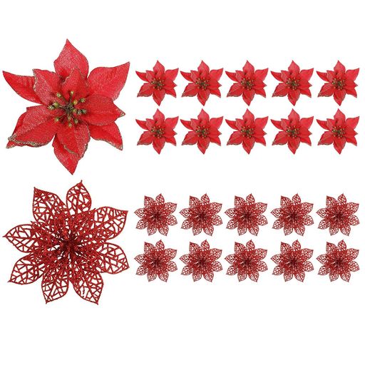 クリスマスツリー飾り20PCS造花キラキラクリスマス飾りクリスマスリースクリスマス花輪玄関飾りベリー