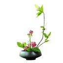 AIVARボウル水盤花器花瓶フラワーベースフラワーアレンジメント用花器水盤生花花瓶盆栽容器ブラック陶器セラミック花器生花用の花器日本楕円型華道用花器(ブラック-...