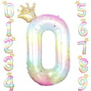 mefeny誕生日バルーン風船バルーン誕生日数字王冠付き接着剤付きバスディーバルーン40インチ大きいレインボーアルミストロー付き装飾結婚式記念日卒業パーティー