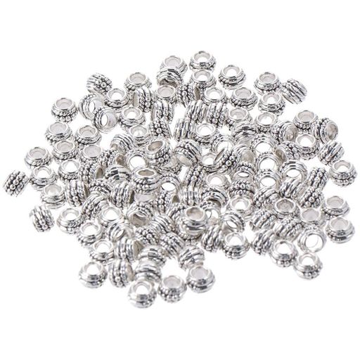 120個8mmアンティークシルバーブレスレットスペーサービーズ合金製大穴ルースビーズジュエリー作り用ブレスレットネックレス