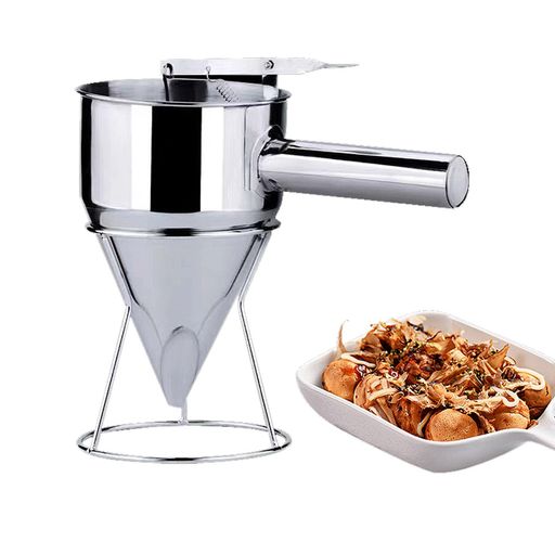 チャッキリ種落しロート漏斗大サイズ1200mlステンレス製フィッシュボールファンネルスタンド付きたこ焼..
