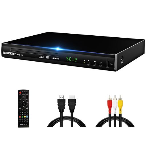 WISCENTブルーレイプレーヤー、フルHD1080PDolbyDTSDVDプレーヤーホームシアターディスクシステム、Blue-ray対応、CPRM対応、同軸/HDMI出力、USB入力、リージョンA/1、HDMI/AVケーブル付き WISCENTブルーレイプレーヤー、フルHD1080PDolbyDTSDVDプレーヤーホームシアターディスクシステム、Blue-ray対応、CPRM対応、同軸/HDMI出力、USB入力、リージョンA/1、HDMI/AVケーブル付き