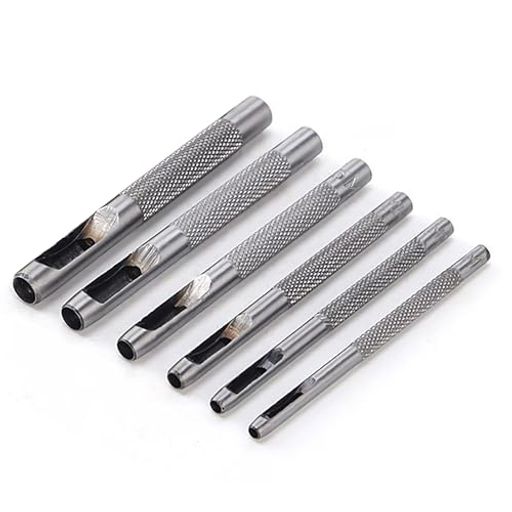 穴あけポンチ【6本セット】革穴あけポンチ丸形円型レザークラフト道具ベルトポンチ工具穴あけ革DIYポン..