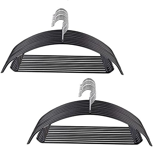 Cozyoneハンガーすべらないかたくずれ防止20本組洗濯物干しスリムジャケット収納頑丈衣類が滑り落ちない型崩れ防止乾湿両用(ブラック20本組)