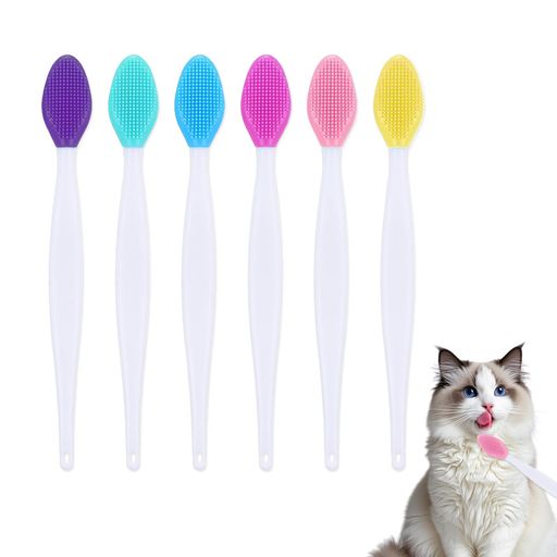 DONGFANGB猫ブラシ6個セット猫ラバーブラシ猫あご汚れたあご掃除ブラシ猫両面クリーニングブラシ猫美容..