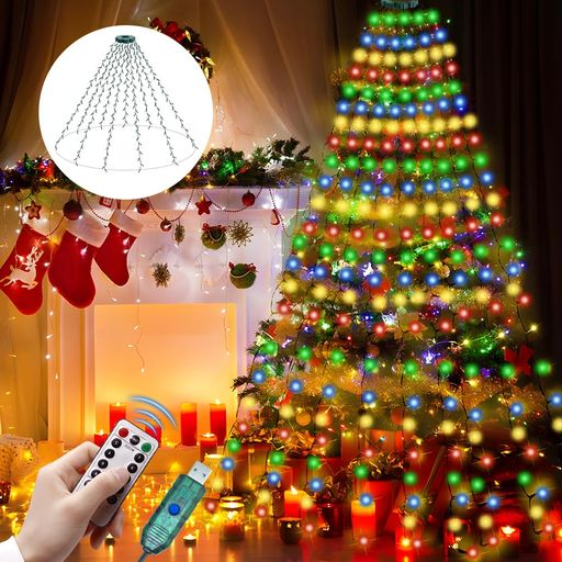 クリスマス飾りLEDイルミネーションライトクリスマスツリー電飾装飾クリスマスライト【200球全長1.5MUS..