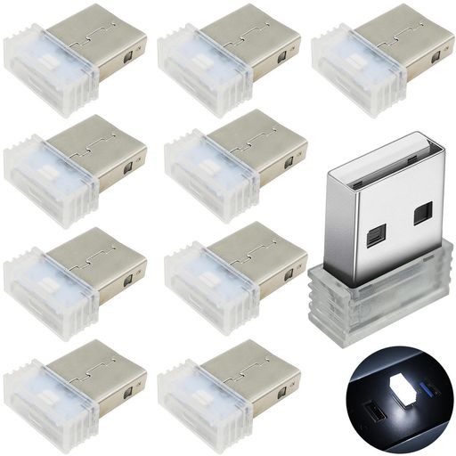 車USBライトCTRICALVER10個USB雰囲気ライトUSBミニLEDライトプラグイン5VライトUSBLEDライト車内ほとんどのUSBインターフェース車両または機器に適しています(ホワイト)