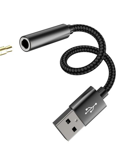 USB to 3.5mmオーディオアダプター ヘッドホンジャック用 DACケーブル サウンドカードインターフェース PC車載マイク 外部ヘッドセット変換 補助ポート PS4 PS5 パソコン スピーカー ノートPC …