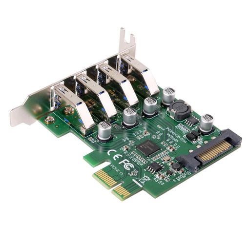 NFHK ロープロファイル 4ポート PCI-E - USB 3.0 ハブ PCI Express 拡張カードアダプター 5Gbps マザーボード用