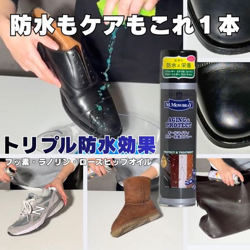 エイジング&プロテクト 防水スプレー 保革 靴磨き レザーケア スエード キャンバス コンビ素材 合皮 ニュートラル 220ml