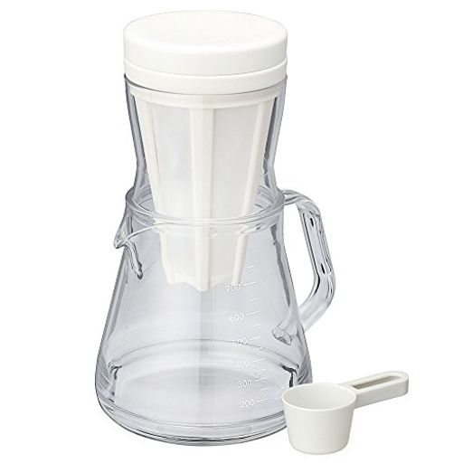 アイスコーヒー、ホットコーヒー。 サイズ:21.5x15.2x12.2cm 素材・材質:フタ計量スプーン=ポリプロピレン(耐熱温度110度 耐冷温度-20度) 2wayドリッパー=ポリプロピレン(耐熱温度110度 耐冷温度-20度)、ポリエステル(耐熱温度110度 耐冷温度-20度) サーバーアタッチメント=飽和ポリエステル樹脂(耐熱温度110度 耐冷温度-20度) 生産国:日本