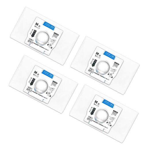 S Smilefil パナソニック用 掃除機 紙パック AMC-HC12 M型Vタイプ対応 交換用紙パック AMC-HC10 / AMC-HC11の後継品 (互換品/4枚入) 吸込口シャッターつまみ付き 抗菌 防臭