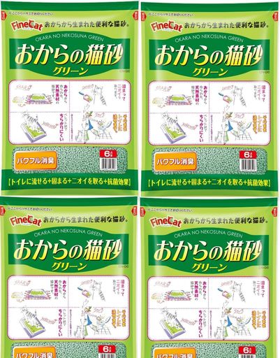 常陸化工 FineCat おからの猫砂 グリーン 6L 4袋入 [ケース品]