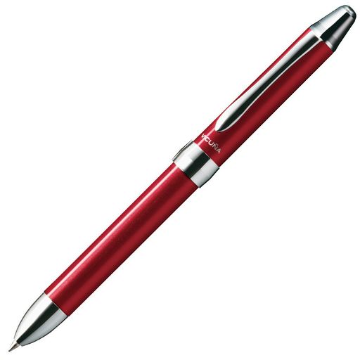 サイズ:軸径 14mm x奥行 10mm x 長さ 134mm 重さ:19g 多機能ペン:ボールペン2色(黒、赤)+シャープペン ボール径:0.7mm、シャープ径:0.5mm 材質:前軸、後軸:ABS 先金、リング、天冠:真鍮、クロムメッキ クリップ:鉄