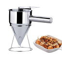 チャッキリ種落しロート漏斗大サイズ1200mlステンレス製フィッシュボールファンネルスタンド付きたこ焼き漏斗たこ焼きツール家庭用業務用(注ぎ口17mm)