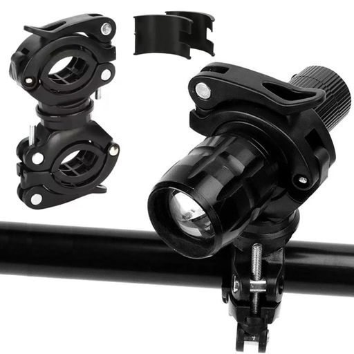 YACHUN自転車ライトホルダー懐中電灯ホルダー360度回転サイズ調整可能固定ブラケット直径1.8cm-3.8cmライト対応バイクヘッドライトブラケット円形懐中電灯専用クランプホルダー操作簡単(黒)(4)