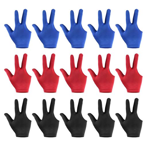 PATIKIL通気性あるプールグローブスパンデックス左手用15個3本指アンチスリップビリヤードアクセサリー..