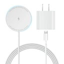 ワイヤレス充電器magsafe充電に適合【20W出力のUSB-Cアダプター付属】1.5Mケーブルマグネット式iphone充電器最大15W出力置くだけ薄型軽量強力磁気吸着iPhone16/15/14/13/12シリーズAirPods