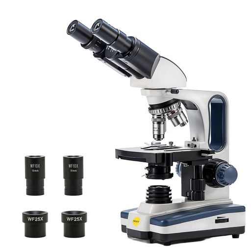 SWIFT双眼両眼タイプ生物顕微鏡最大2500X拡大、ジーデントップ式30度傾斜両眼鏡筒、LED光源研究用、実..