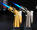 2個パック直噴ターボライターガスライター防風注入式キャンプジェットライター調節可能なトーチキャンドルライター/キャンプ/ベーキング/BBQ用(ガスなし)(ブラック+ゴールド)