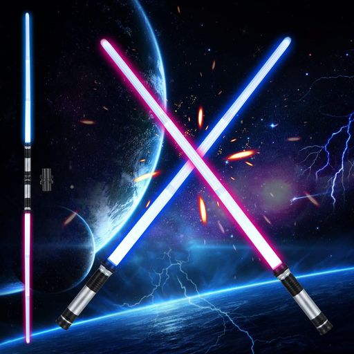 LED ライトセーバー 2本セット 光るおもちゃ 光る刀 光る剣 コスプレ 伸縮式 合体可能 7色 光るソード カラーチェンジ led パーティーグッズ (伸縮可+バッテリー付属)