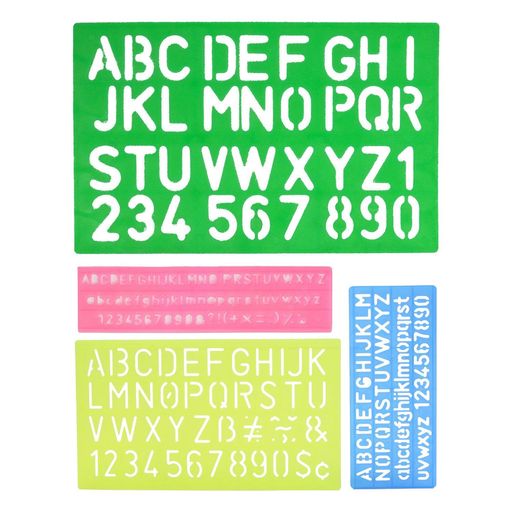 KKLMテンプレート英数字レターDIY絵画塗装道具4枚セット英数字レター大文字アルファベット数字描画用テ..