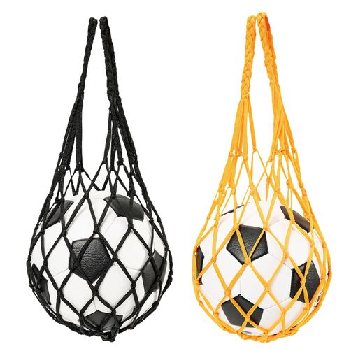 [AmyCoulee]収納ボールネットバスケバレーサッカーボール入れ網袋ボールバッグ軽量持ち運び保管用ナイロン厚くする豊富なカラー子供大人学生1個/2個セット(BlackWithYellow)