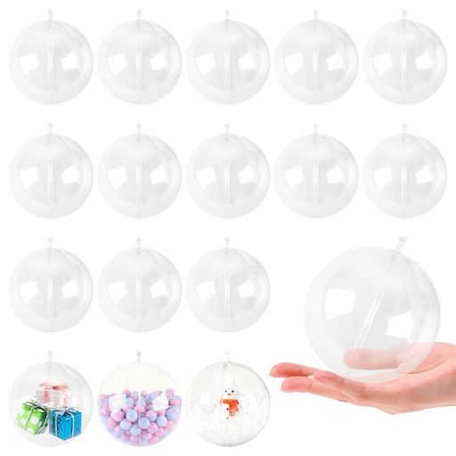 オーナメントボールクリスマス8cm透明プラスチックボールアクリルクリア透明カプセル中空充填可能手作DIY装飾ボールツリー/誕生日/パーティー/結婚装飾用(8cm20個)
