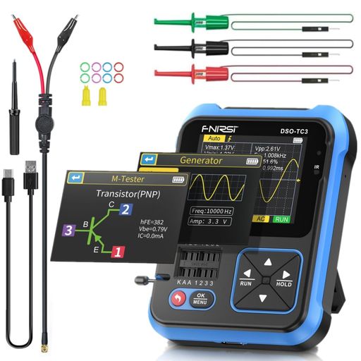 XEASTDSO-TC3500kHz帯域幅の携帯型ハンドヘルドオシロスコープ、3in1トランジスタテスター、10MS/sサン..