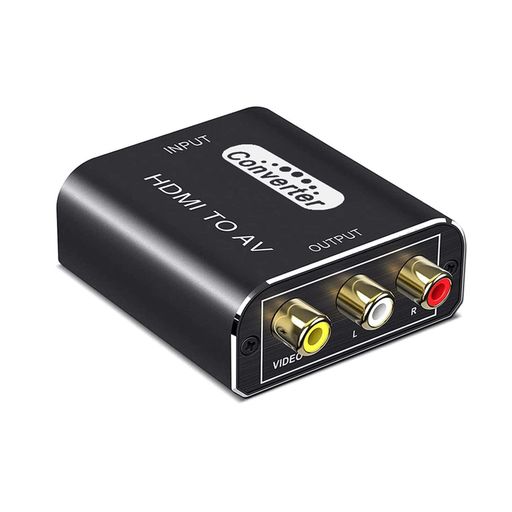 HDMI to RCA Converter, HDMI to RCA Conversion, 1080/720P Input, Audio Transfer, PAL/NTSC Switching, RCA Video Connector (Cable), AV Cable Included, Gold-Plated Ports, Aluminum Alloy Casing, Compatible with Xbox, PS4, PS3, Car Navigation Systems, etc.