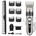 コードレスバリカンプロ仕様電動ヘアカッター調節可能静音モーターUSB充電式長時間使用IPX7防水設計家庭用/プロ用大人&子供対応多機能バリカンセット髪&ひげカッ...