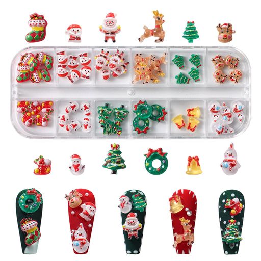 ネイルパーツクリスマス可愛いおしゃれサンタ雪だるま花輪ベルツリートナカイカラフル立体クリスマスネイルアートネイルストーンデコパーツジュエリーパーツレジンパーツアクセサリ…