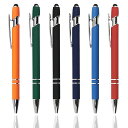 LIANHATA6本セットタッチペンボールペン付き2in1多機能ボールペン黒インクスタイラスペン軽量使いやすい(タッチペン6色)
