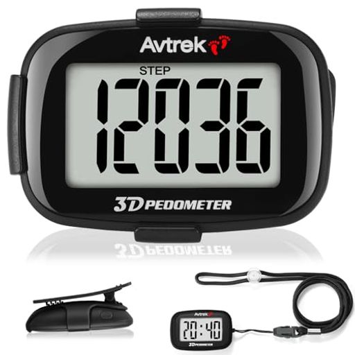 AVTREK クリップ式歩数計 時間表示付き LED バックライト 大画面デジタルディスプレイA-2204