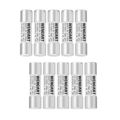 WengartソーラーヒューズWGPV-30、DC1000V15Amp、10x38mm、I133kA、太陽光発電アプリケーション用高速..