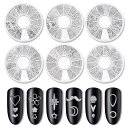 Kingsieネイルスタッズメタルパーツネイルパーツ夏ジェルネイルネイルアートレジン手作り6ケースセット(シルバー)