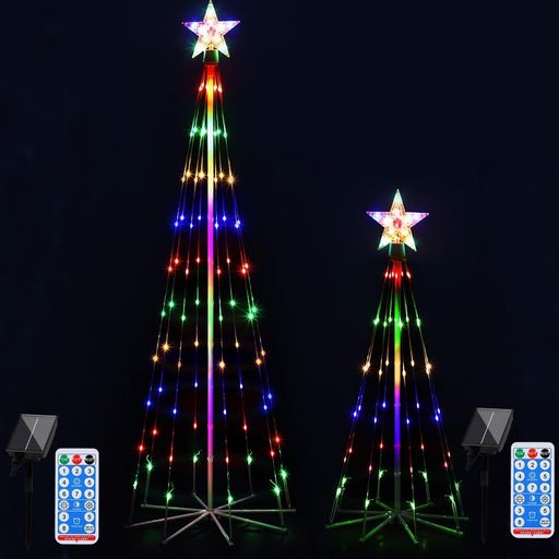 ソーラーイルミネーションライトクリスマス飾りクリスマスツリ、1.8+1.2Mコーンーアニメーションライト..