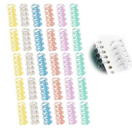 サムコスバインダーリング24個セット6色入5穴15mmリーフバインダーリングブックリング製本リングシステ..