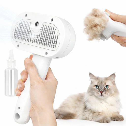 スムージング 【5in1多機能&amp;微細スチームで毛玉を優しく解く】ETACCUペット ブラシは従来のブラシを超える、1台で「クリーニング・脱毛・被毛洗浄・マッサージ・静電気防止」の5機能を実現。微細スチームが毛玉をやわらかくほぐし、絡まった毛もストレスなくスムーズに解けます。抜け毛やフケもブラシがしっかりキャッチするため、飛散を抑えながら快適なグルーミングが可能です。 【ワンプッシュ式&amp;ワンタッチ脱毛自動清潔で手を汚さない】ETACCU猫 ブラシにはリリースボタンを押すだけでまとめて排出可能。手で毛を取り除くわずらわしさがなく、衛生的でお手入れもラクラク。自動清潔機能で使用後もサッとお手入れできるため、多頭飼いや抜け毛シーズンにも強い味方です。 【Type-C充電表示&amp;フル充電で約80分間使用】ETACCU猫 毛取りが最新のType-C充電式採用し充電が速く便利!フル充電で1週間使用できます。なので、外出先や旅行時にも重宝します。充電状態が一目でわかるディスプレイ付きで、切れそうな時も安心。 【140°曲がるステンレス針】犬用ブラシは140°の最適角度で自在に曲がり、ペットの体のあらゆるカーブにフィット。