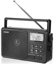ZHIWHISラジオFM/AM/SW/ワイドFM対応Bluetooth/USB/SDカード対応卓上ポータブル小型高感度乾電池式/外部電源使用可能口径10cmスピーカー/大型選局つまみ/タイマー/自動電源オン/技適取得済MP3プレ…