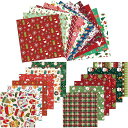 OKAWASI折り紙クリスマス折り紙24枚入り両面カラー厚手15cmx15cm手作りクラフト用ホリデーデコレーションDIY素材ギフト包装紙スクラップブッキング材...