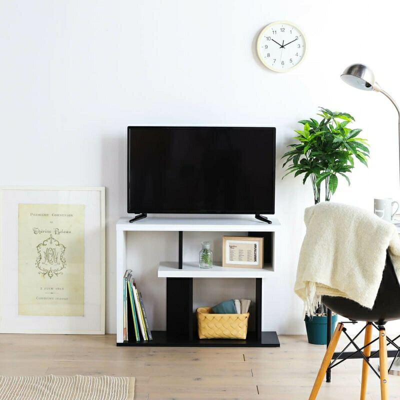 テレビ台 白井産業 テレビボード ラック 収納 棚 オープンラック 32V型対応 リビング 一人暮らし 幅80cm 高さ約61cm ホワイト ブラック ヴォルデバ [2]